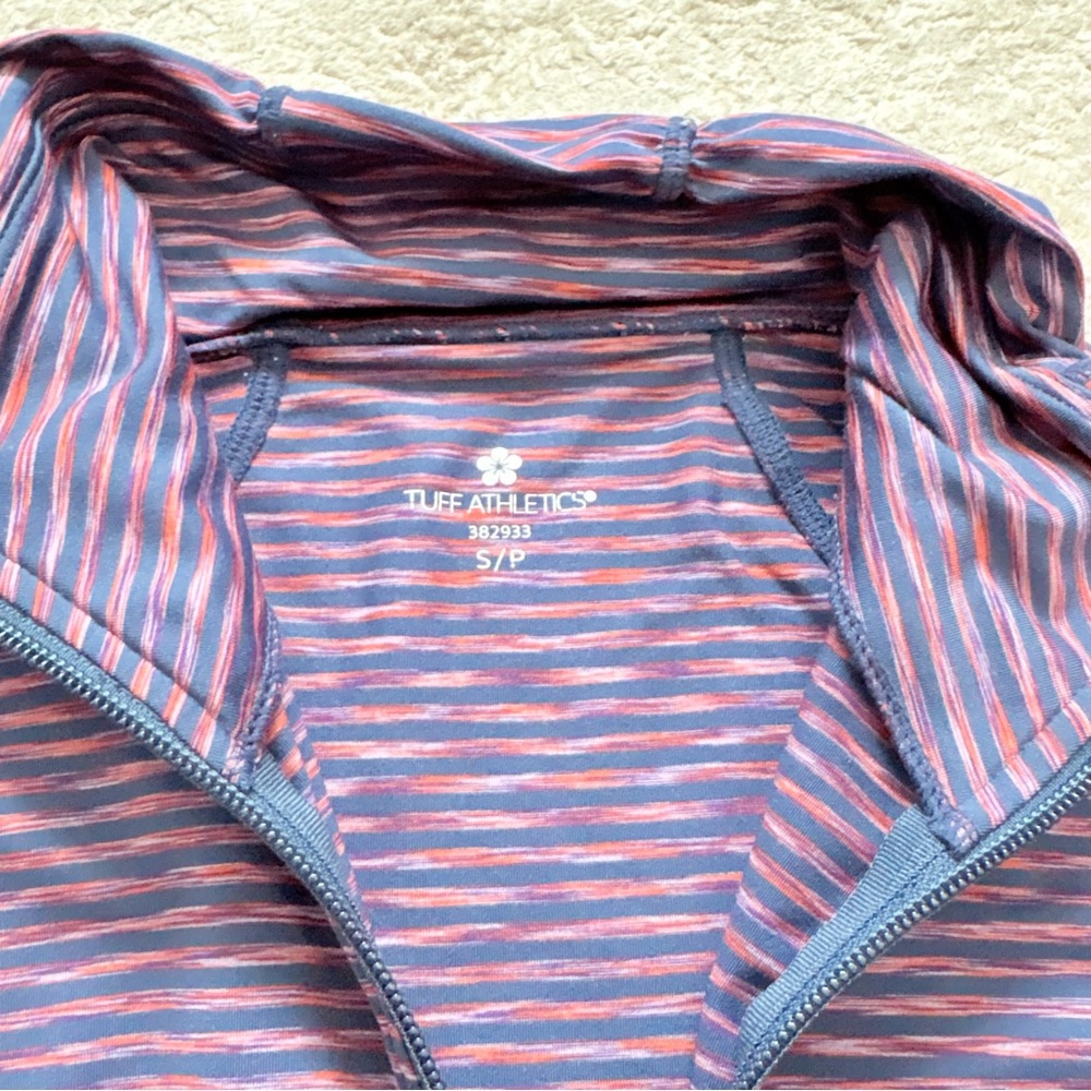 Tuff Athletics Navy Blue & Purple Striped Zip Up Athletic Jacket Size Small - Picture 5 of 10